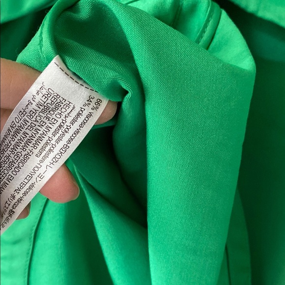 Zara SET Green 2-Ply Satin Shorts Shirt Jacket Bloggers Fave Mango NWOT M 6/8 - Picture 12 of 16